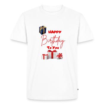 Joyeux anniversaire à vous - avec des cadeaux - T-shirt Premium bio Homme - blanc - Devant - Nico (187cm)
