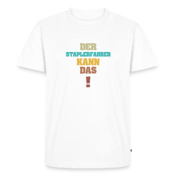 Funny Forklift Driver - Men's Premium Organic T-Shirt - white - Front - Nico (187cm)