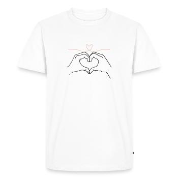 Heartfelt Hands - Men's Premium Organic T-Shirt - white - Front - Nico (187cm)