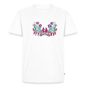 fleurs hongroises, vrilles, florales, roses, fleurs - T-shirt Premium bio Homme - blanc - Devant - Nico (187cm)