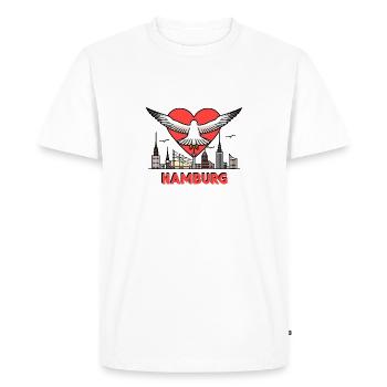 Mer du Nord Moin Seagull I LOVE Hamburg Pearl Souvenir - T-shirt Premium bio Homme - blanc - Devant - Nico (187cm)