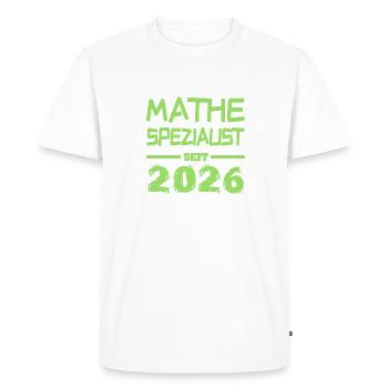 Spécialiste en mathématiques 2026 - T-shirt Premium bio Homme - blanc - Devant - Nico (187cm)