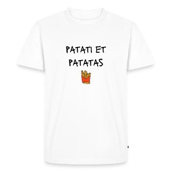 Patati et patatas - tshirt frites - T-shirt Premium bio Homme - blanc - Devant - Nico (187cm)