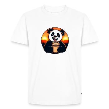 Panda panda bear drinks coffee - Men's Premium Organic T-Shirt - white - Front - Nico (187cm)