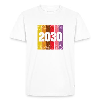2030 - Men's Premium Organic T-Shirt - white - Front - Nico (187cm)