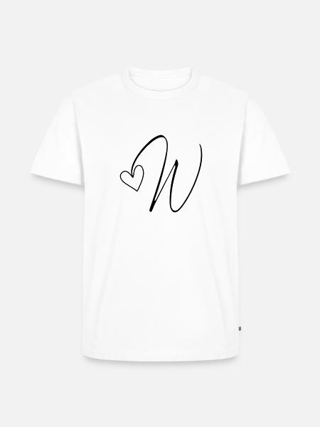 Letter W Letter-W Calligraphy - Men's Premium Organic T-Shirt - white