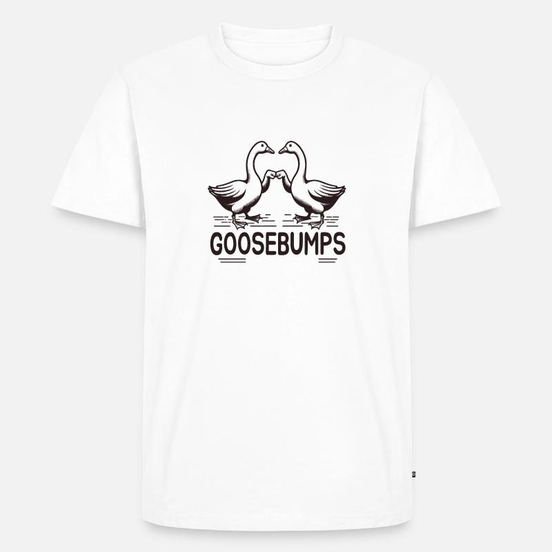 "Goosebump": Zwei Gänse mit Fauststoß! - Männer Premium Bio T-Shirt - Weiß
