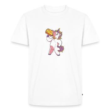 Funny funny unicorn drunk Christmas gift - Men's Premium Organic T-Shirt - white - Front - Nico (187cm)
