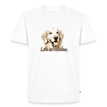 Golden Retriever Labrador Dog Life is Golden - Men's Premium Organic T-Shirt - white - Front - Nico (187cm)