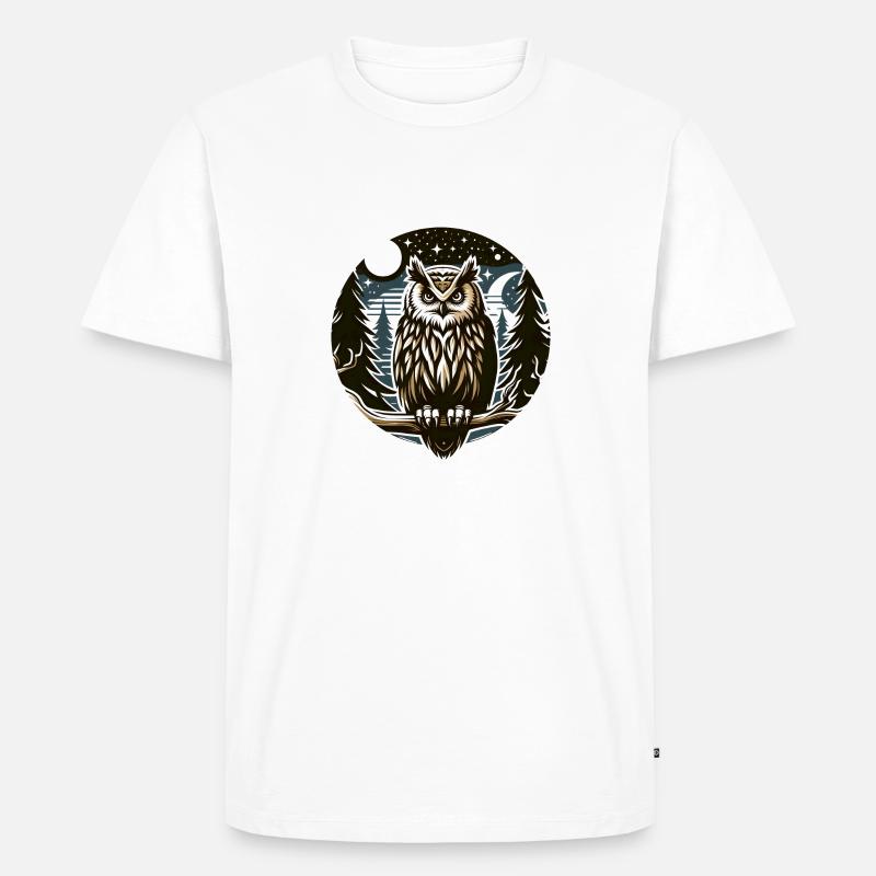 Eule Greifvogel Vogel Uhu Kauz - Männer Premium Bio T-Shirt - Weiß