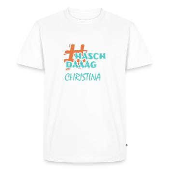 CHRISTINA - Männer Premium Bio T-Shirt - Weiß - Vorne - Nico (187cm)