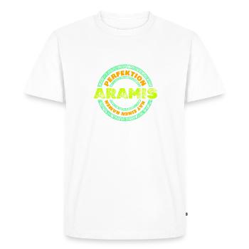Aramis - Men's Premium Organic T-Shirt - white - Front - Nico (187cm)
