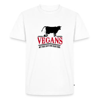 Vegan My Food Caca Sur Votre Vache Anti Saying - T-shirt Premium bio Homme - blanc - Devant - Nico (187cm)