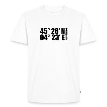 Coordonnées de Saint-Étienne - T-shirt Premium bio Homme - blanc - Devant - Nico (187cm)