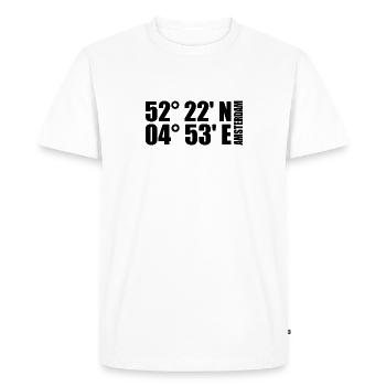 Coordonnées d’Amsterdam - T-shirt Premium bio Homme - blanc - Devant - Nico (187cm)