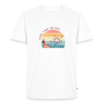 Longue période sans mer - Été Soleil Plage Mer - T-shirt Premium bio Homme - blanc - Devant - Nico (187cm)