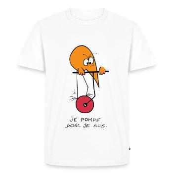 Je pompe donc je suis ! - T-shirt Premium bio Homme - blanc - Devant - Nico (187cm)