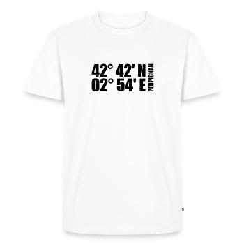Coordonnées de Perpignan - T-shirt Premium bio Homme - blanc - Devant - Nico (187cm)