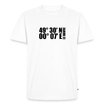 Coordonnées du Havre - T-shirt Premium bio Homme - blanc - Devant - Nico (187cm)