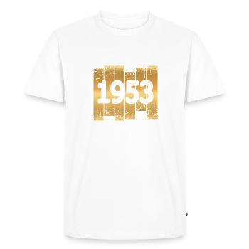 Gold Tone 1953 - Men's Premium Organic T-Shirt - white - Front - Nico (187cm)