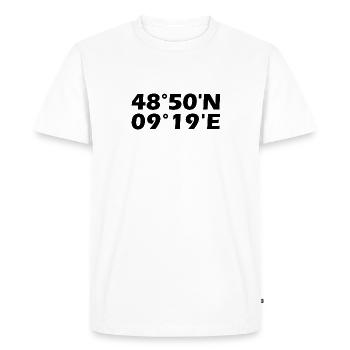 Coordonnées de Waiblingen - T-shirt Premium bio Homme - blanc - Devant - Nico (187cm)