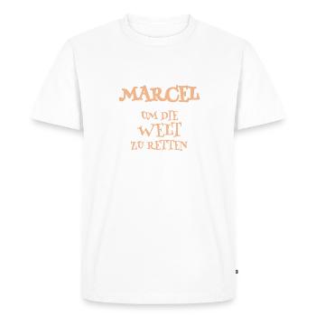 Marcel as a helper - Men's Premium Organic T-Shirt - white - Front - Nico (187cm)