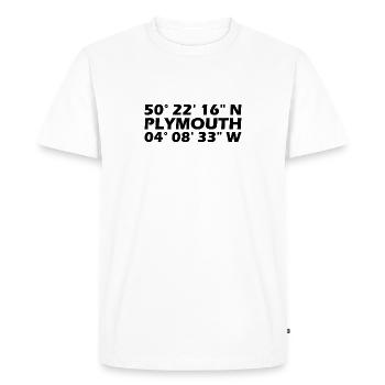 Coordonnées de Plymouth - T-shirt Premium bio Homme - blanc - Devant - Nico (187cm)