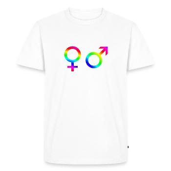 Man woman symbol gender gift idea rainbow - Men's Premium Organic T-Shirt - white - Front - Nico (187cm)