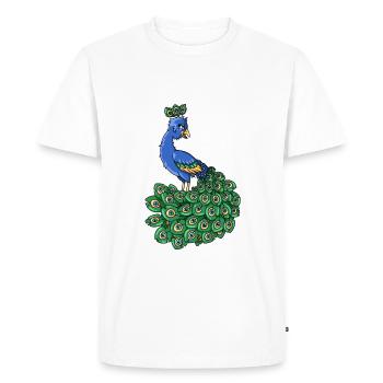 Joli paon oiseau bleu animal cartoon - T-shirt Premium bio Homme - blanc - Devant - Nico (187cm)