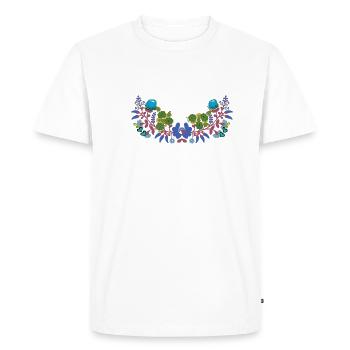 fleurs hongroises, vrilles, florales, bleues, fleurs - T-shirt Premium bio Homme - blanc - Devant - Nico (187cm)
