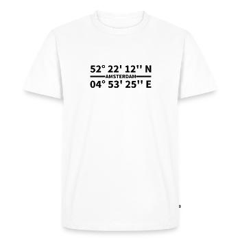 Coordonnées d’Amsterdam - T-shirt Premium bio Homme - blanc - Devant - Nico (187cm)