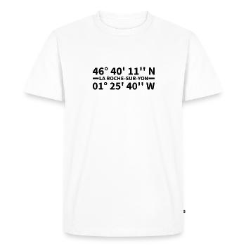 Coordonnées de La Roche-sur-Yon - T-shirt Premium bio Homme - blanc - Devant - Nico (187cm)