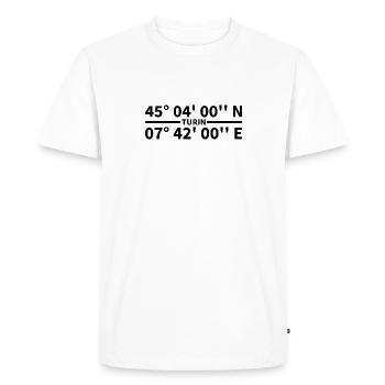 Coordonnées de Turin - T-shirt Premium bio Homme - blanc - Devant - Nico (187cm)