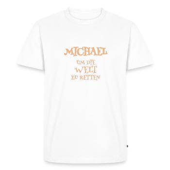Michael as a helper - Men's Premium Organic T-Shirt - white - Front - Nico (187cm)