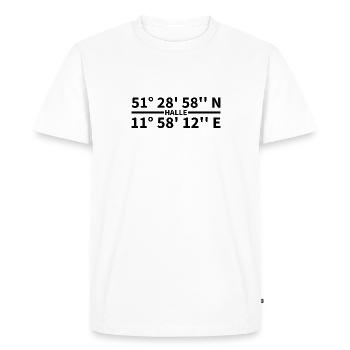Halle (Saale) coordinates - Men's Premium Organic T-Shirt - white - Front - Nico (187cm)