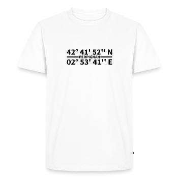 Coordonnées de Perpignan - T-shirt Premium bio Homme - blanc - Devant - Nico (187cm)