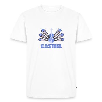 Castiel comme instrument de musique - T-shirt Premium bio Homme - blanc - Devant - Nico (187cm)
