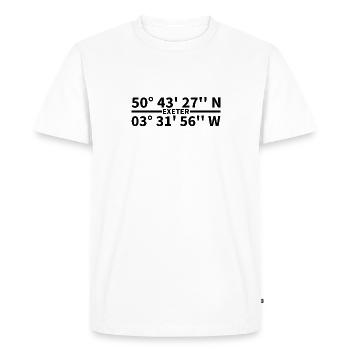 Coordonnées d’Exeter - T-shirt Premium bio Homme - blanc - Devant - Nico (187cm)
