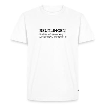 Coordonnées Reutlingen Baden-Württemberg - T-shirt Premium bio Homme - blanc - Devant - Nico (187cm)