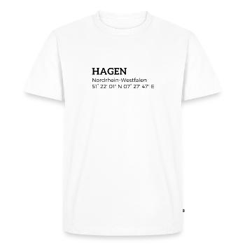 les coordonnées de Hagen Rhénanie-du-Nord-Westphalie - T-shirt Premium bio Homme - blanc - Devant - Nico (187cm)