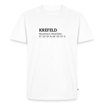 Les coordonnées de Krefeld, Rhénanie-du-Nord-Westphalie - T-shirt Premium bio Homme - blanc - Devant - Nico (187cm)