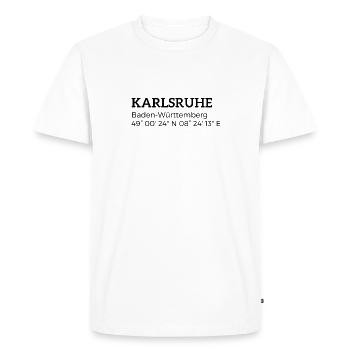 les coordonnées de Karlsruhe Baden-Württemberg - T-shirt Premium bio Homme - blanc - Devant - Nico (187cm)