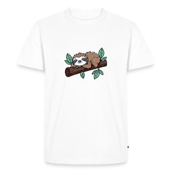 Good night! Sleep sleepy head sloth on branch - Men's Premium Organic T-Shirt - white - Front - Nico (187cm)