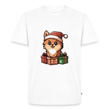 Chiens de Poméranie Cadeaux de bande dessinée de Noël - T-shirt Premium bio Homme - blanc - Devant - Nico (187cm)