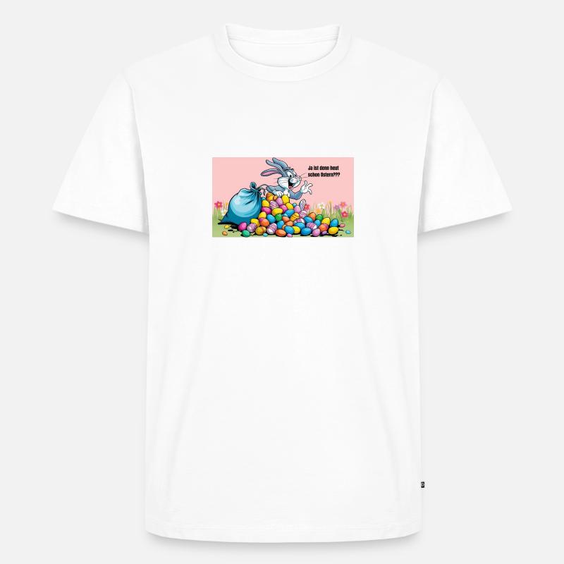Yes, it's already Easter today - Easter bunny with eggs - Men's Premium Organic T-Shirt - white