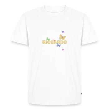 First name for Riccardo Boy's name Butterflies - Men's Premium Organic T-Shirt - white - Front - Nico (187cm)