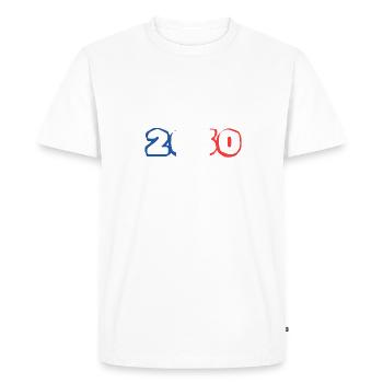 Né en 2030 - T-shirt Premium bio Homme - blanc - Devant - Nico (187cm)