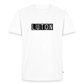 Luton Airport Sign - Men's Premium Organic T-Shirt - white - Front - Nico (187cm)