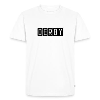 Panneau de l’aéroport de Derby - T-shirt Premium bio Homme - blanc - Devant - Nico (187cm)