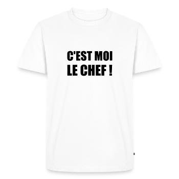 C'est moi le chef - Humour - Drôle - Blague - Fun - T-shirt Premium bio Homme - blanc - Devant - Nico (187cm)